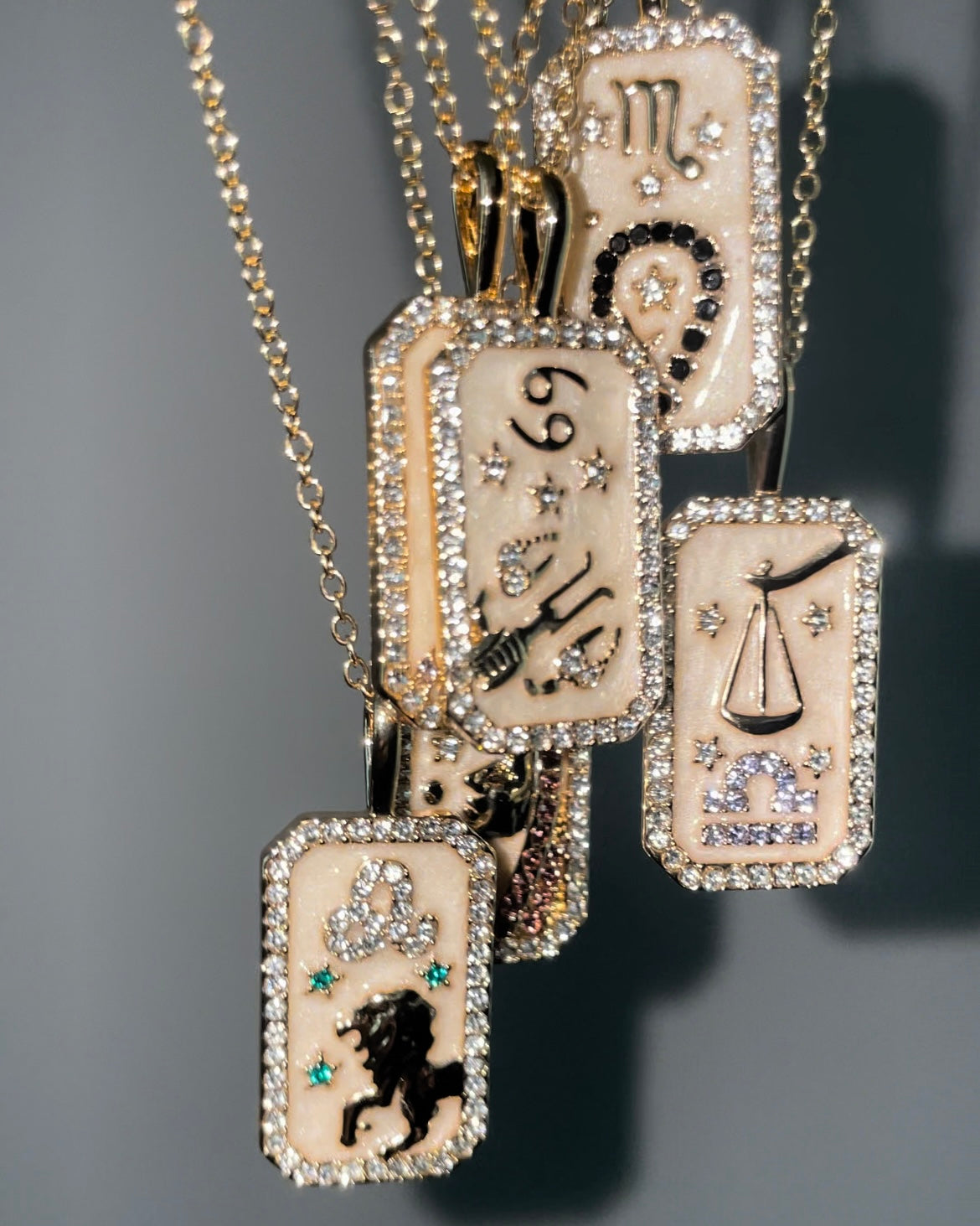 Zodiac Rhinestone Pendant Necklace {view}