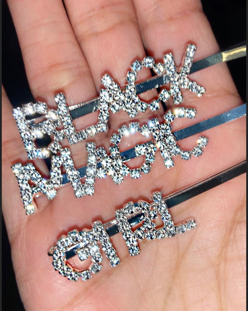 Black Girl Magic Glam Clips ~Silver 3pc set {view}