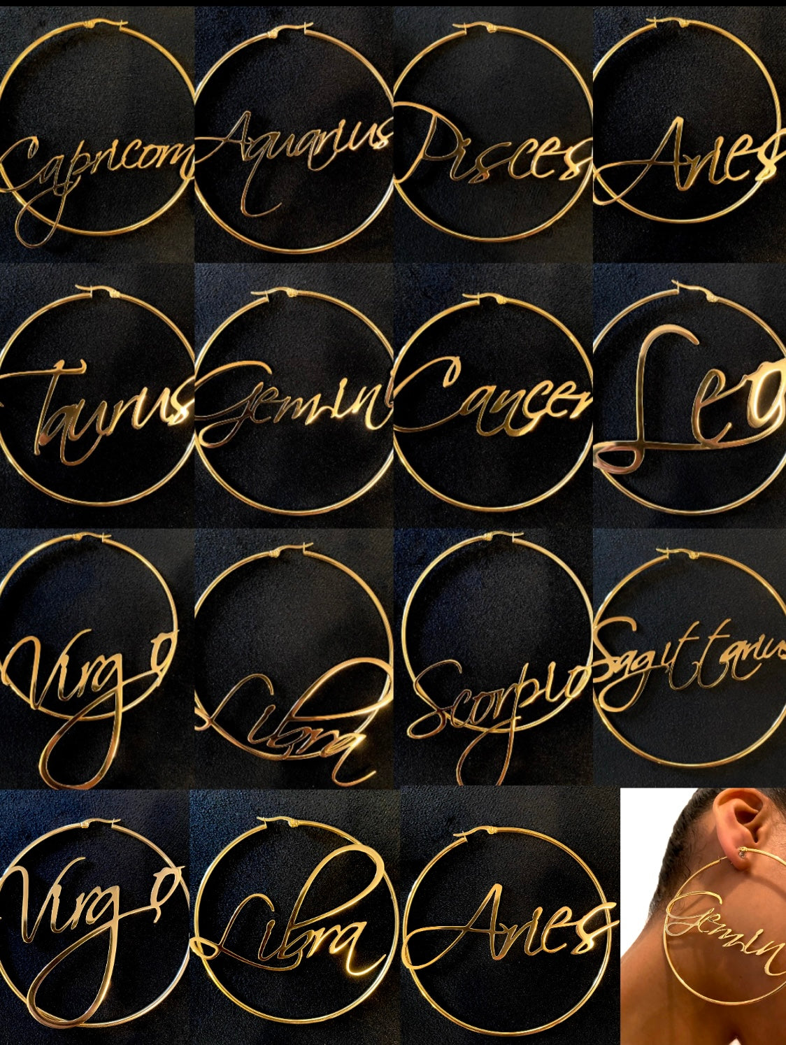 Horoscope Hoop Earrings {view}