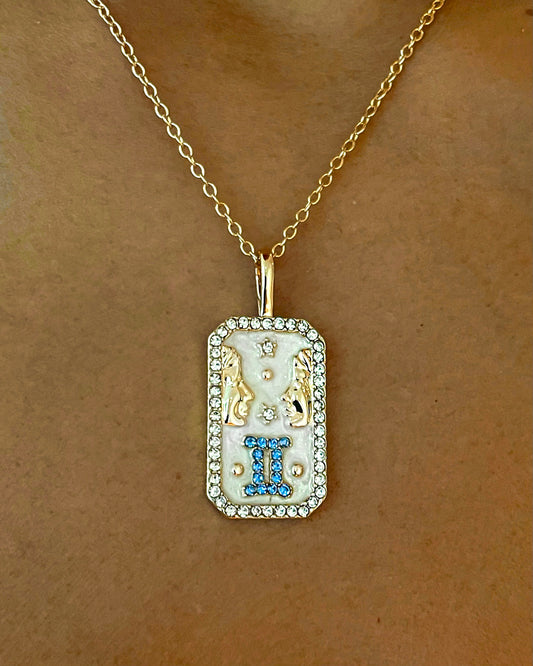 Zodiac Rhinestone Pendant Necklace {view}